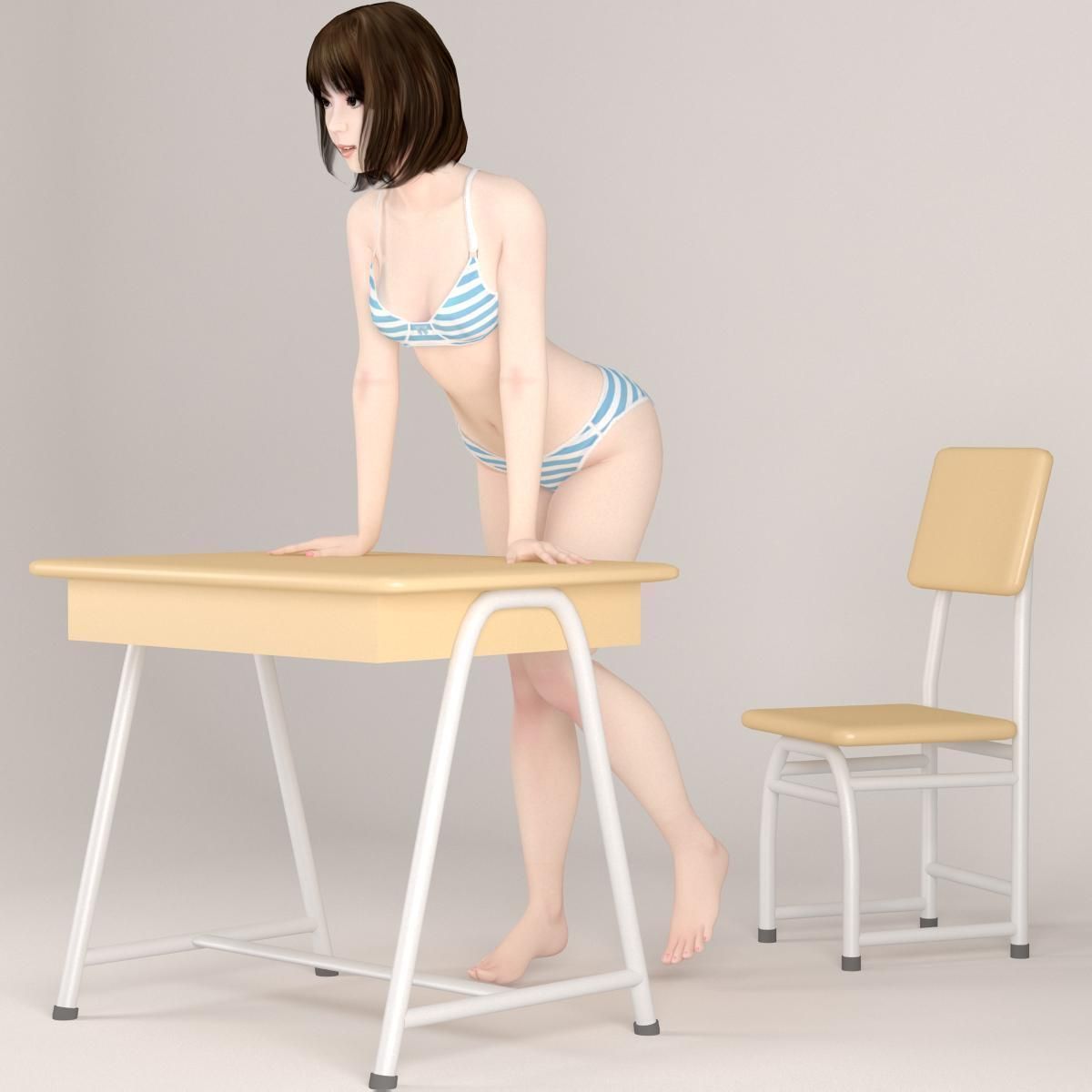 8 poses of schoolgirl Mariko 3D model_23