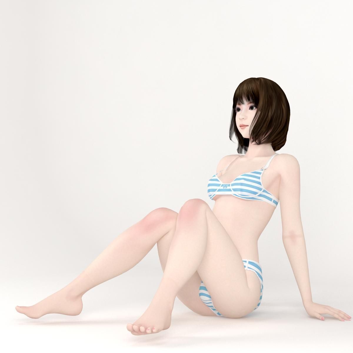 8 poses of schoolgirl Mariko 3D model_7