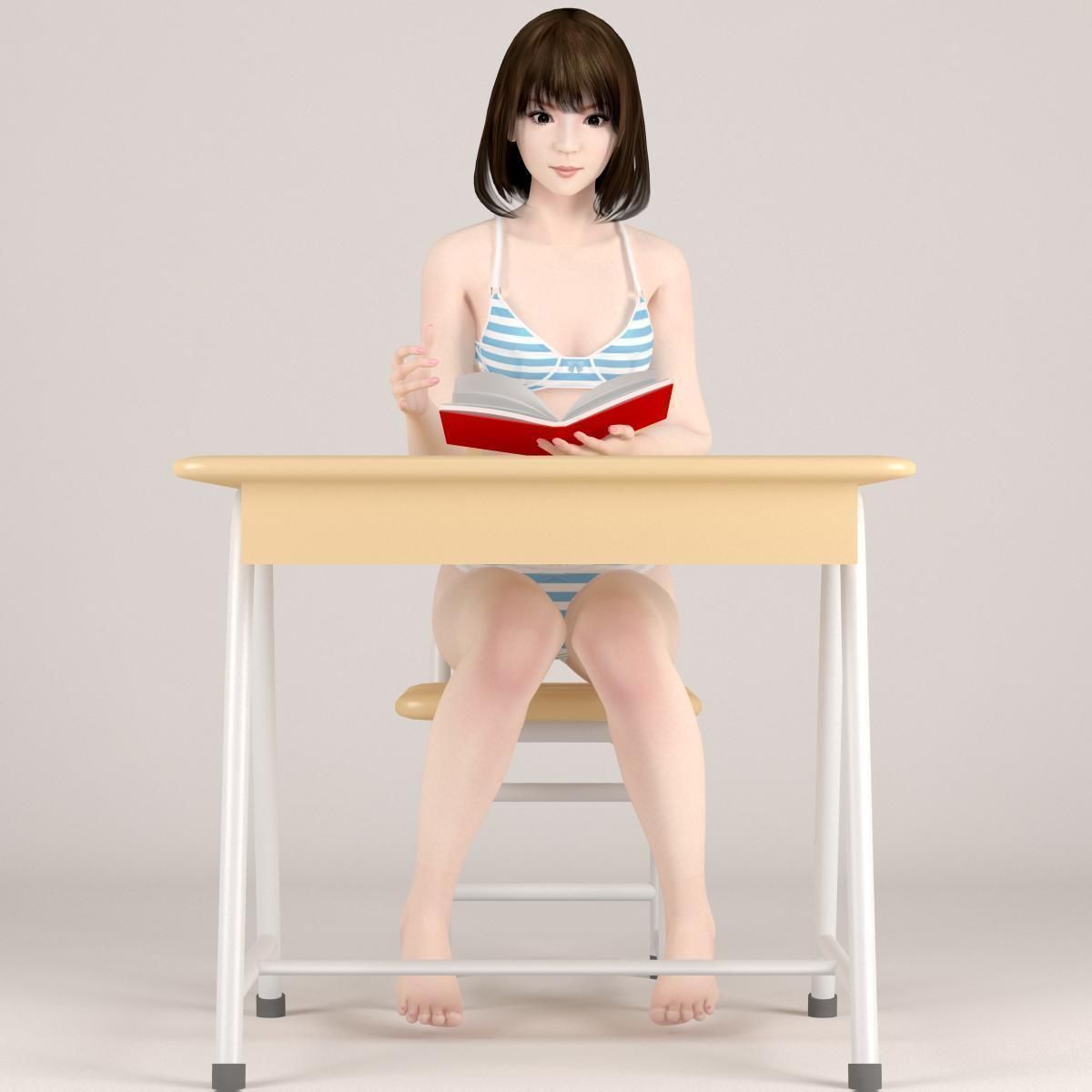 8 poses of schoolgirl Mariko 3D model_15