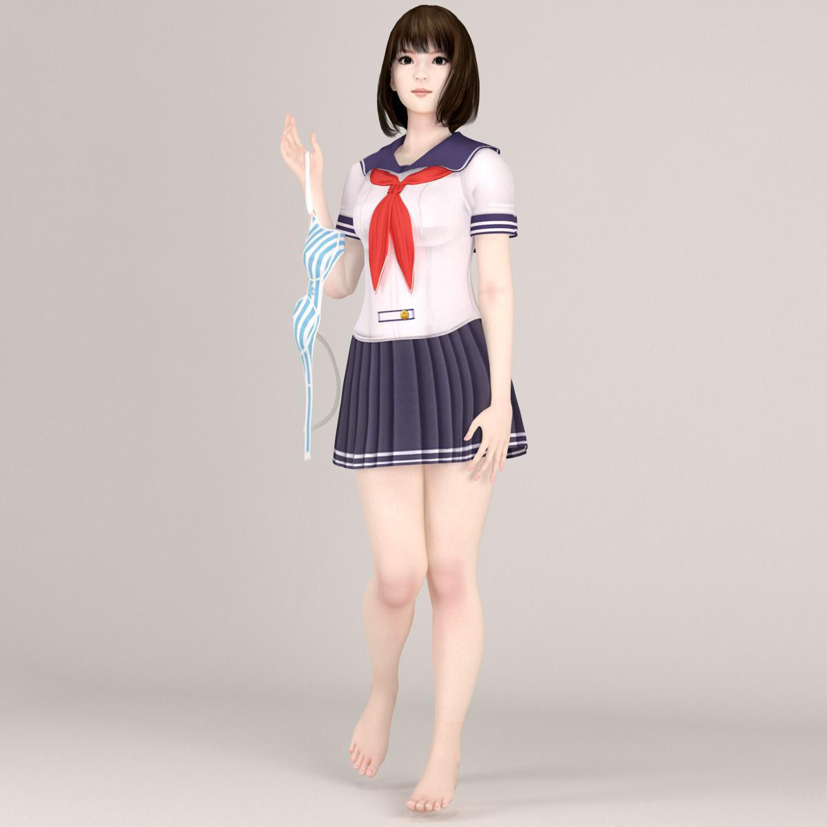8 poses of schoolgirl Mariko 3D model_30