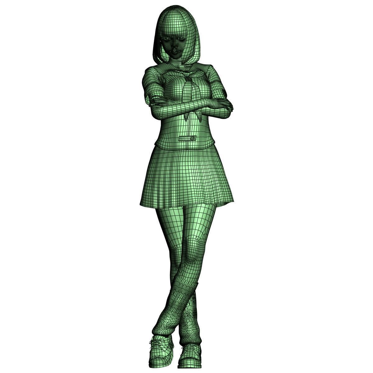 8 poses of schoolgirl Mariko 3D model_38