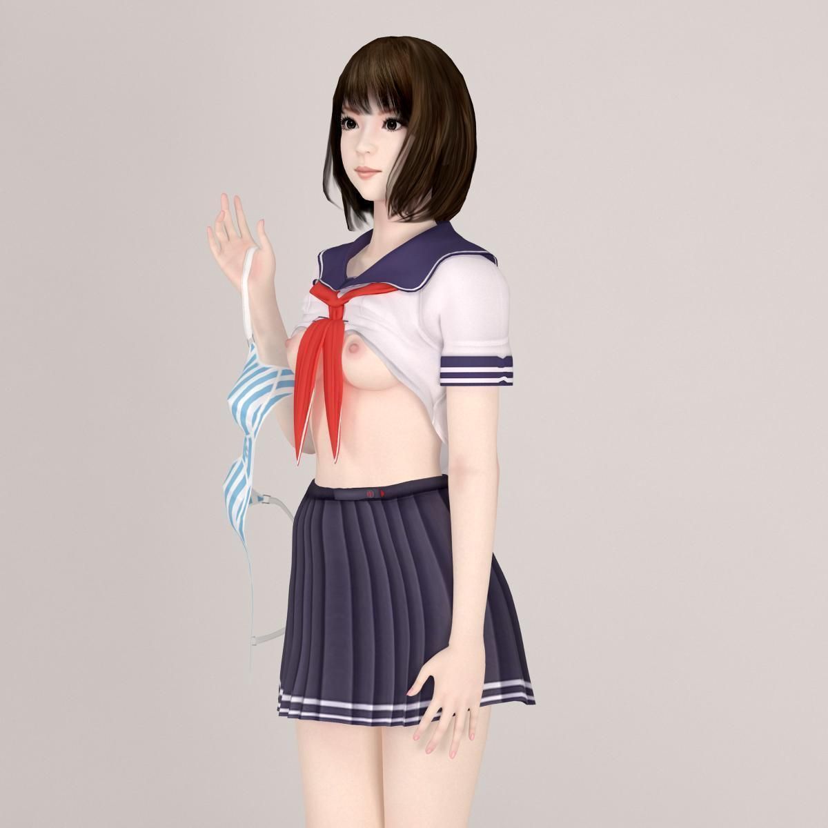 8 poses of schoolgirl Mariko 3D model_29