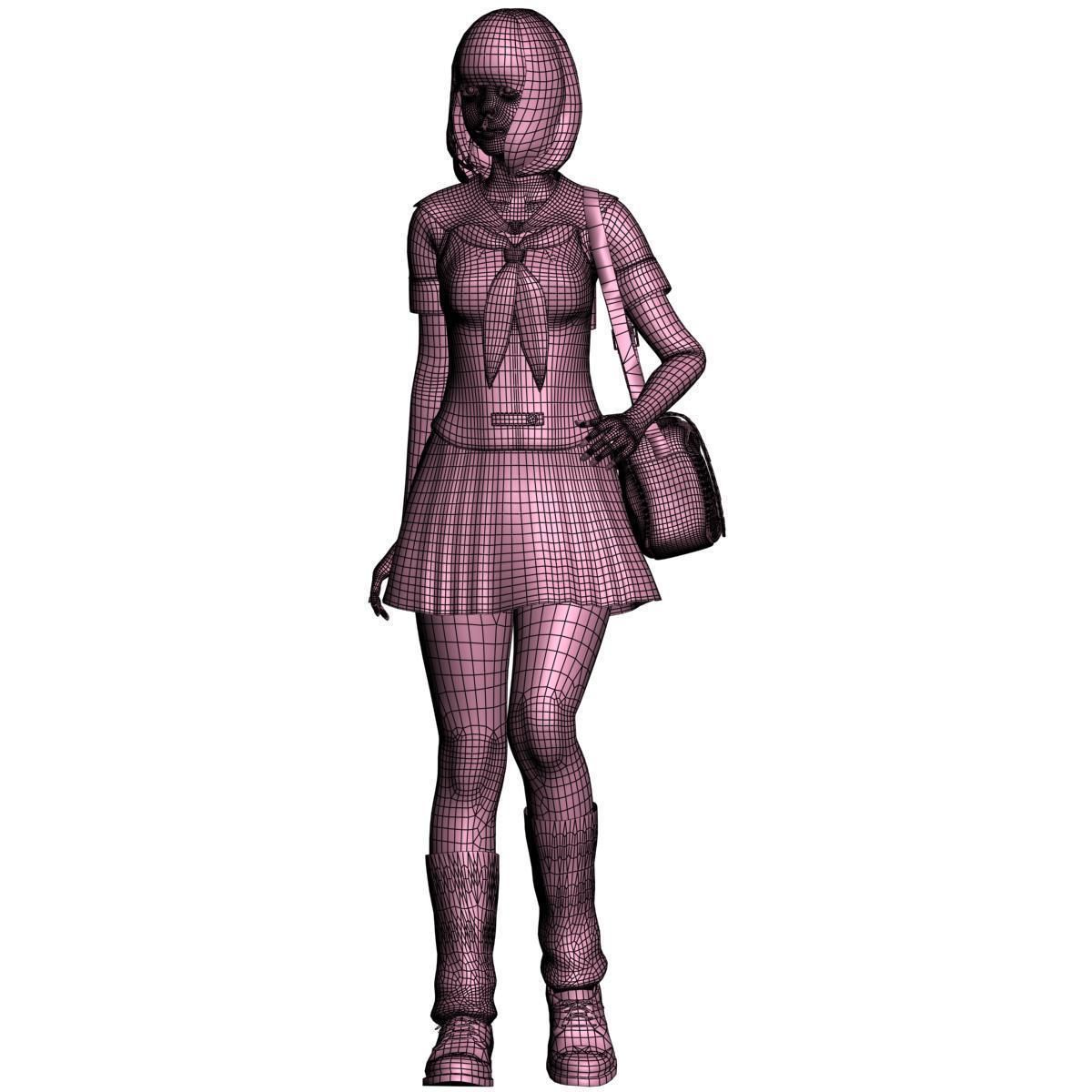 8 poses of schoolgirl Mariko 3D model_34