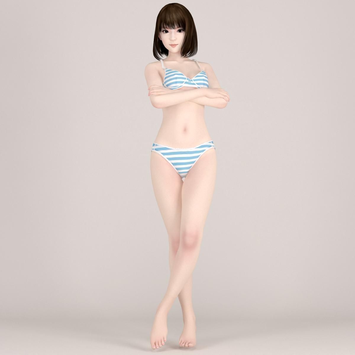 8 poses of schoolgirl Mariko 3D model_19
