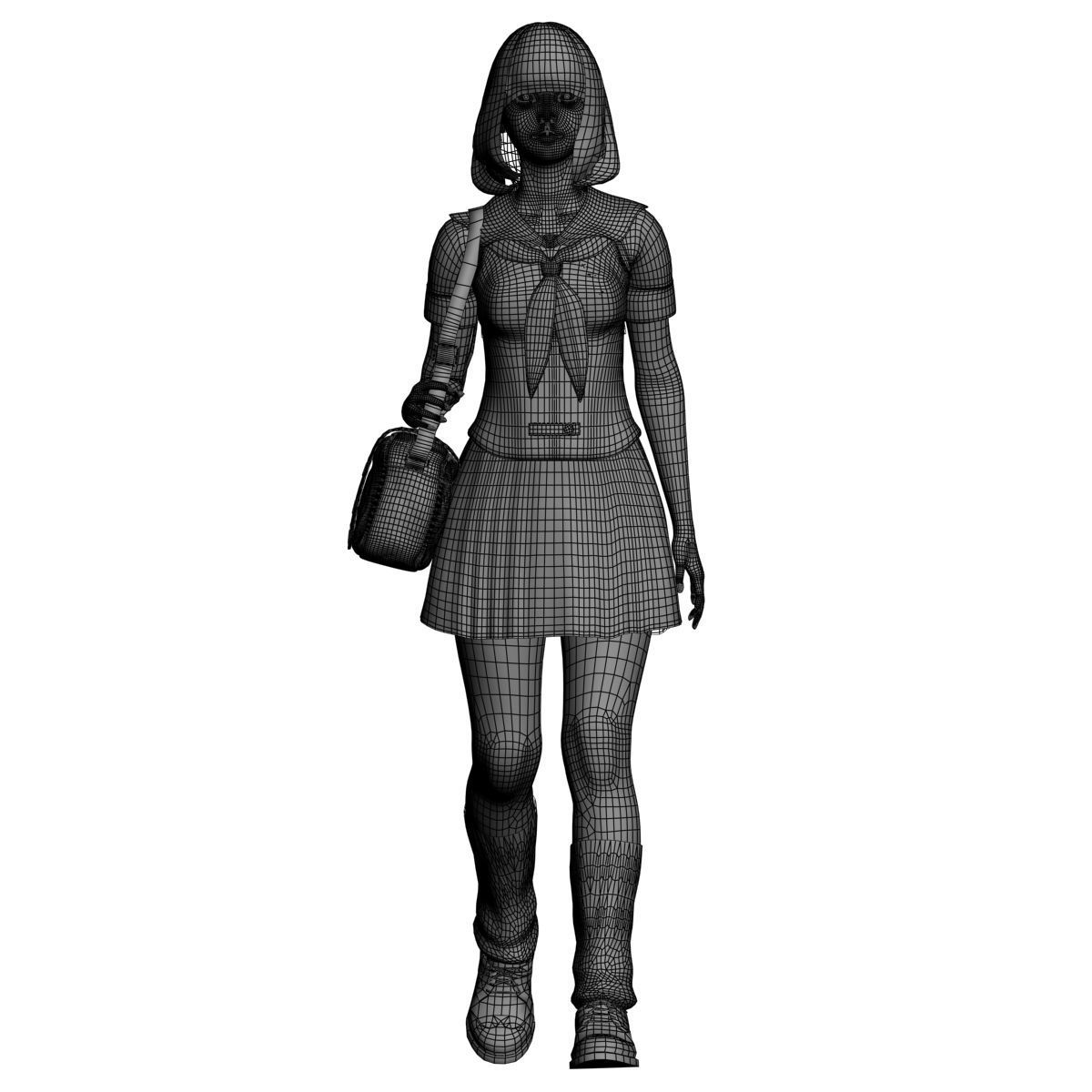 8 poses of schoolgirl Mariko 3D model_40