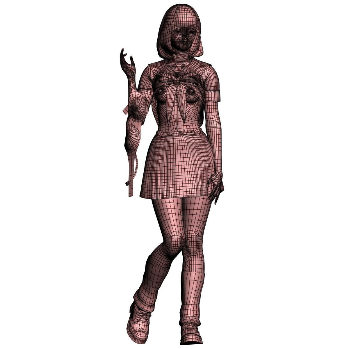 8 poses of schoolgirl Mariko 3D model_36