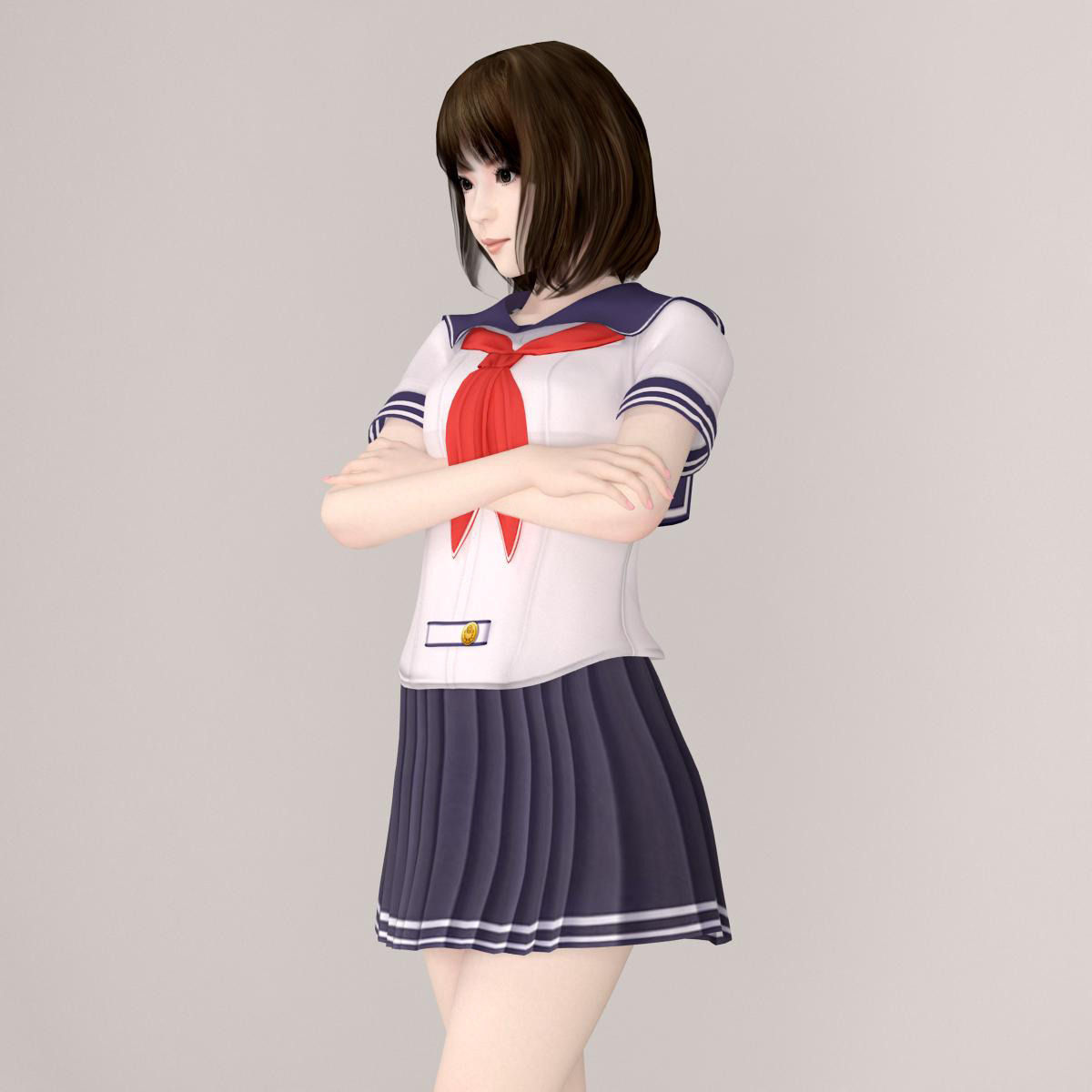 8 poses of schoolgirl Mariko 3D model_17