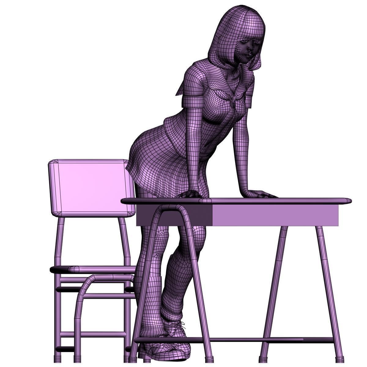 8 poses of schoolgirl Mariko 3D model_39