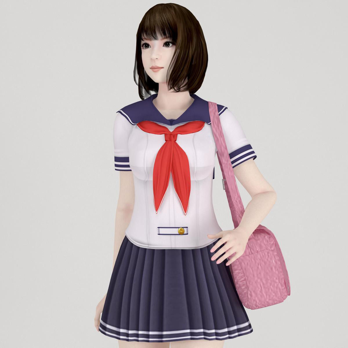 8 poses of schoolgirl Mariko 3D model_9