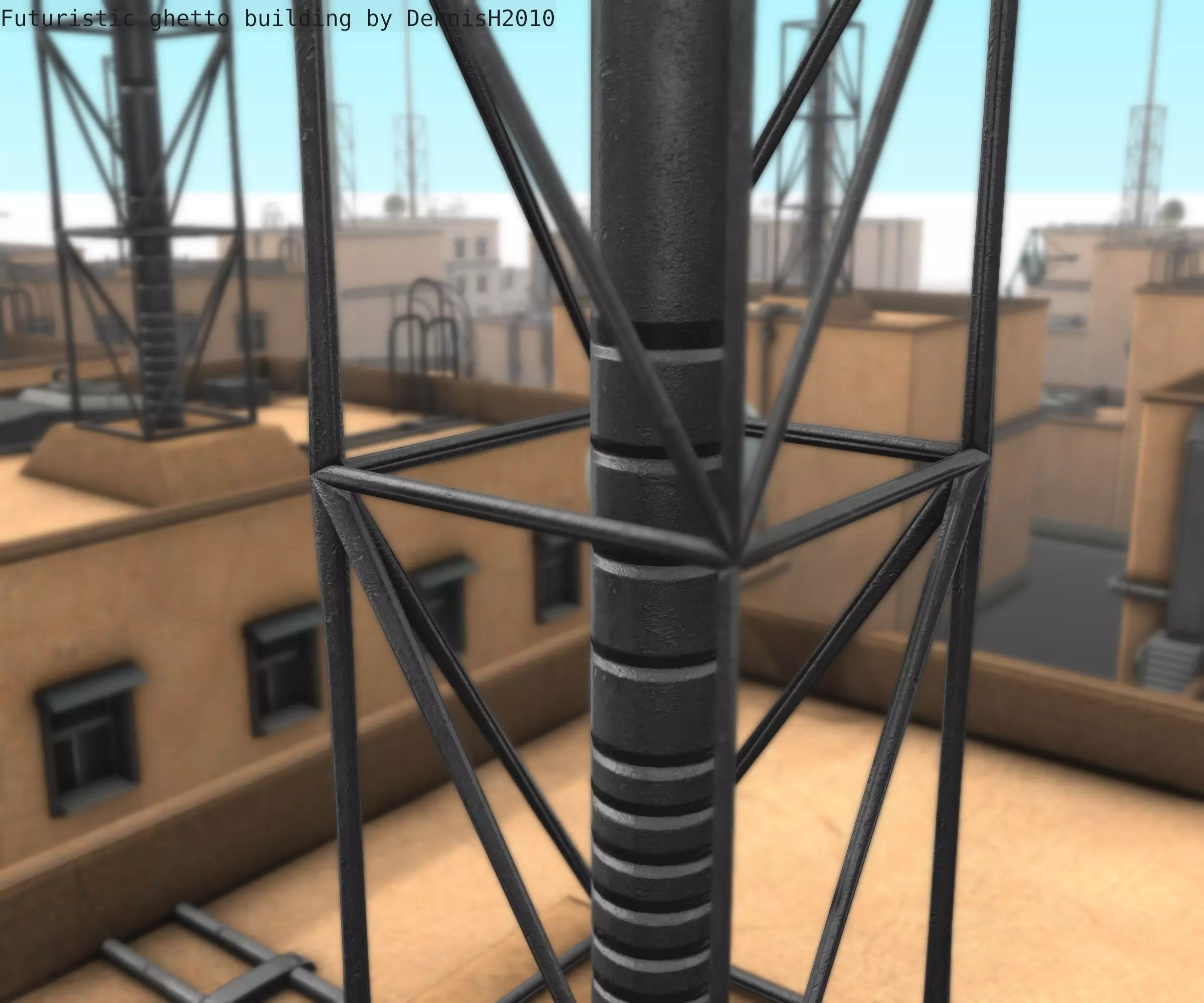 Futuristic Building  Low-poly 3D model_0