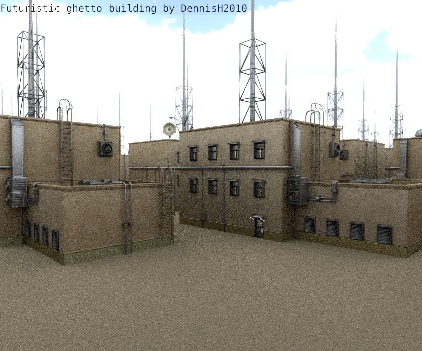 Futuristic Building  Low-poly 3D model_11