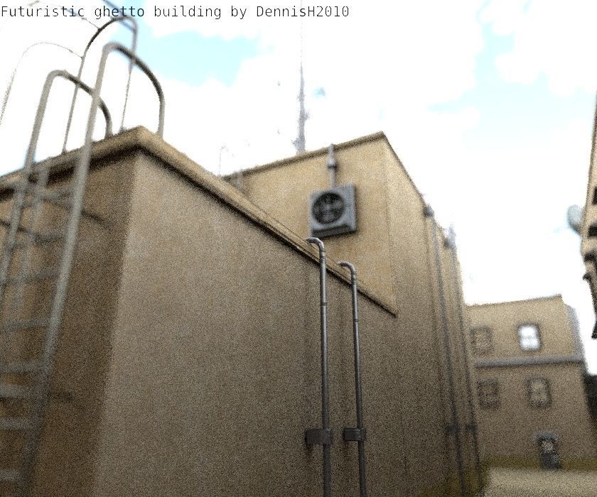 Futuristic Building  Low-poly 3D model_12