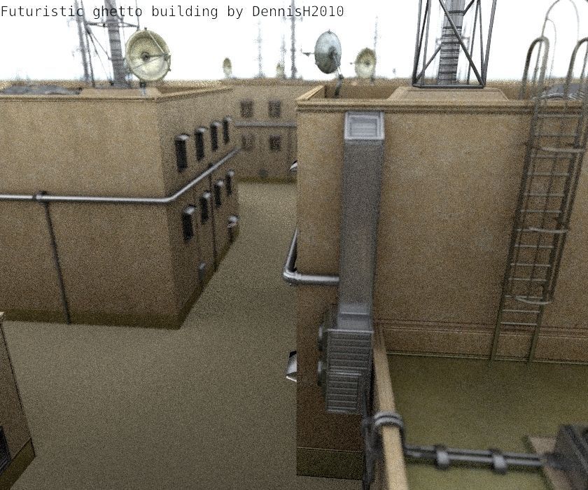 Futuristic Building  Low-poly 3D model_96