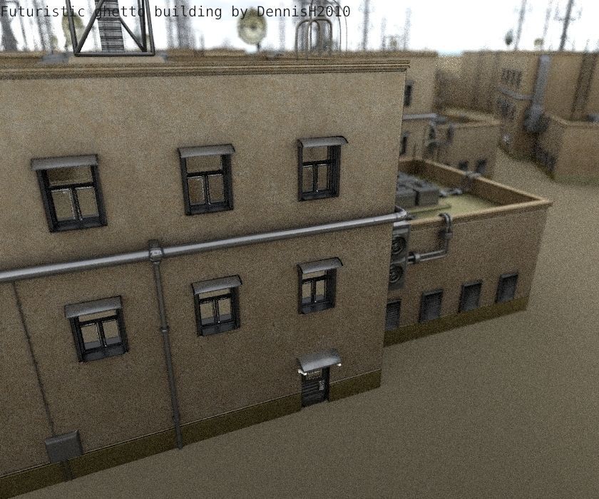 Futuristic Building  Low-poly 3D model_10