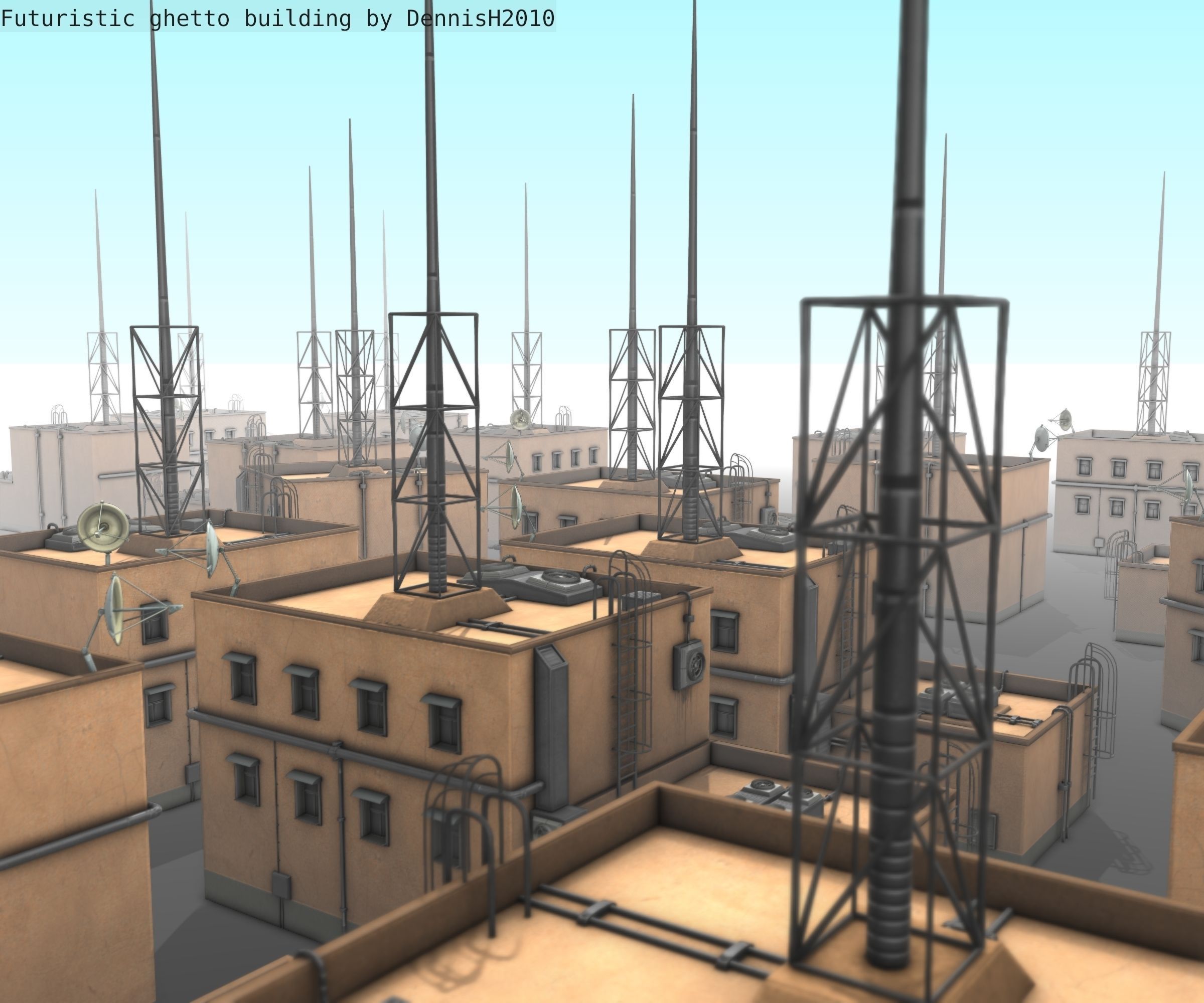 Futuristic Building  Low-poly 3D model_48