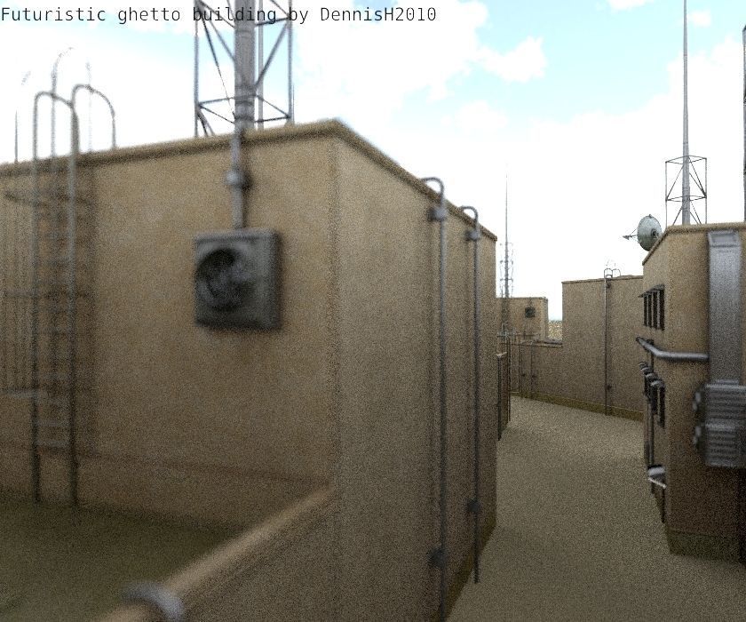 Futuristic Building  Low-poly 3D model_100