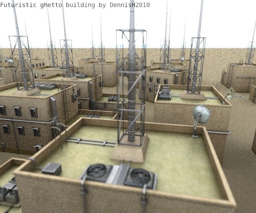 Futuristic Building  Low-poly 3D model_4