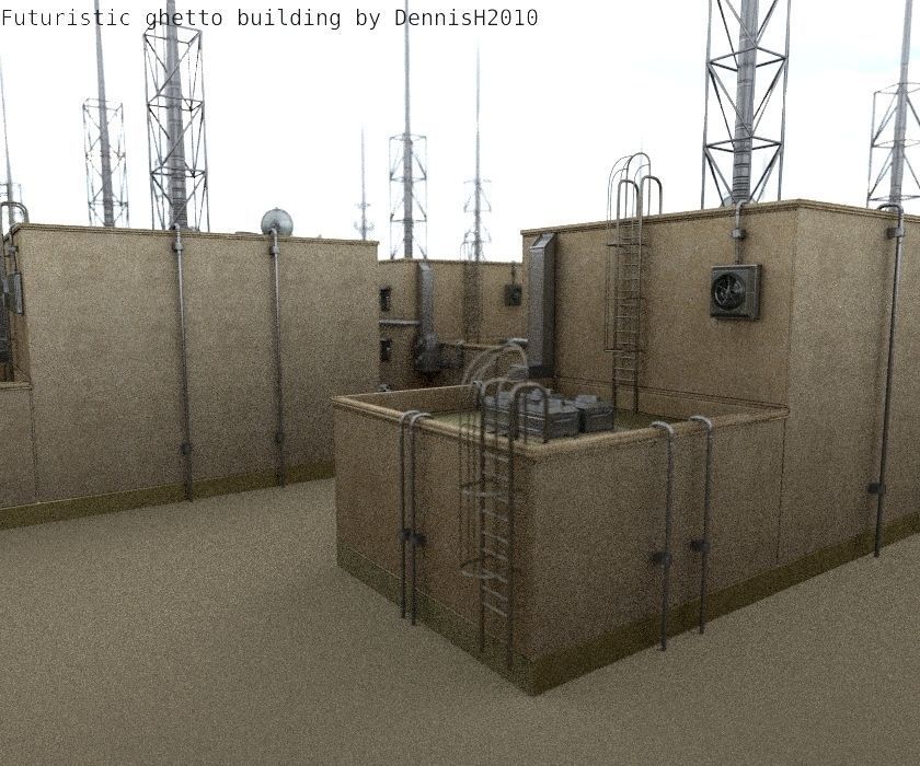 Futuristic Building  Low-poly 3D model_91