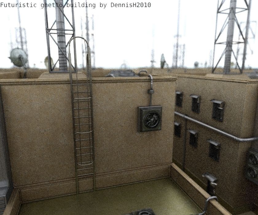 Futuristic Building  Low-poly 3D model_106