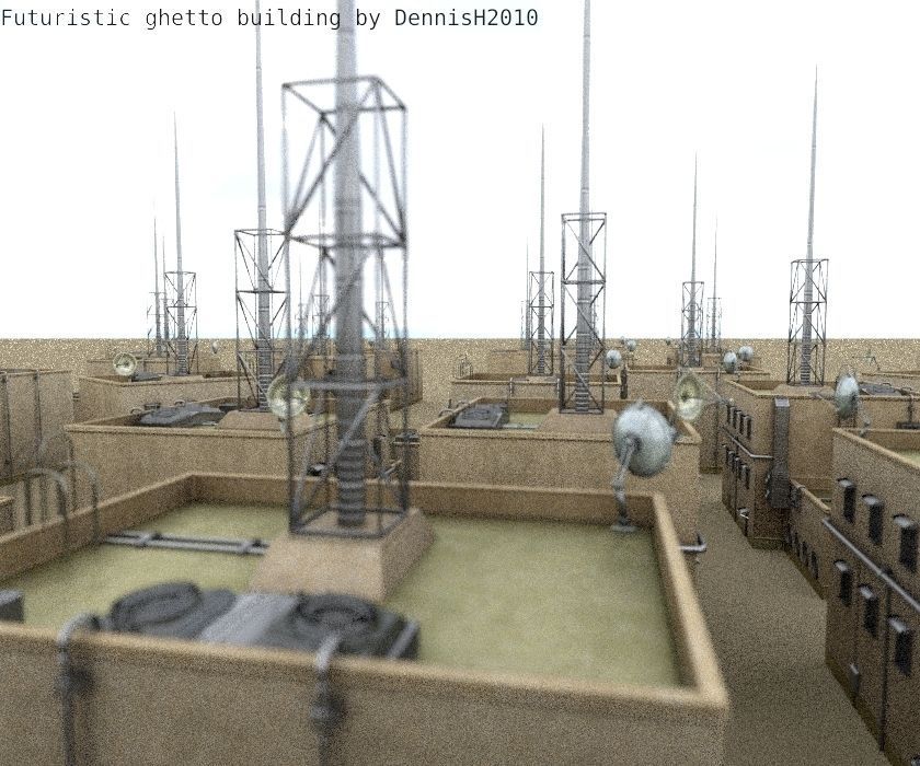 Futuristic Building  Low-poly 3D model_64