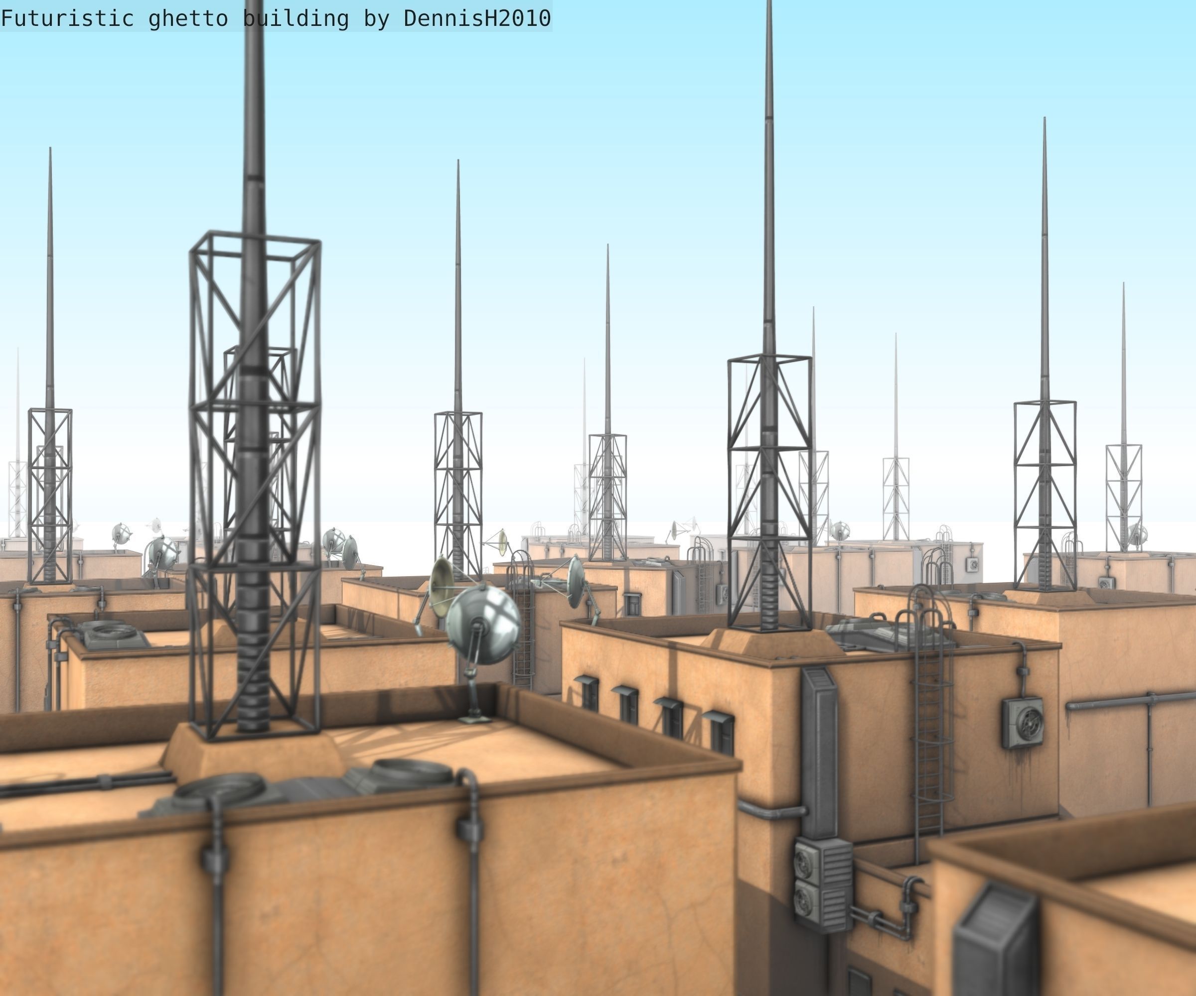 Futuristic Building  Low-poly 3D model_110