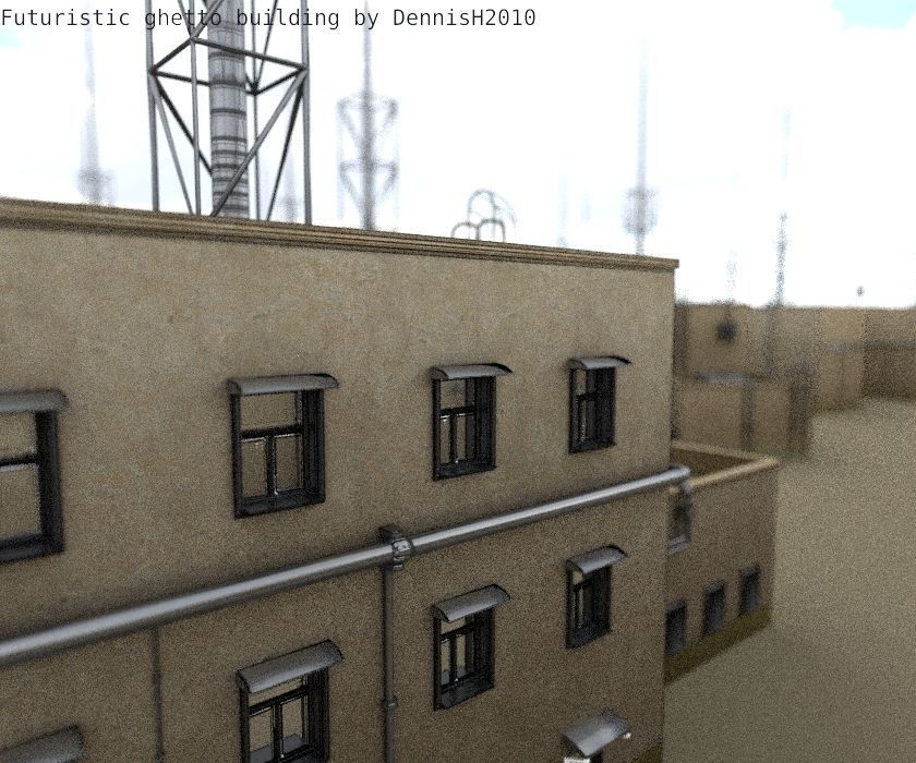 Futuristic Building  Low-poly 3D model_33