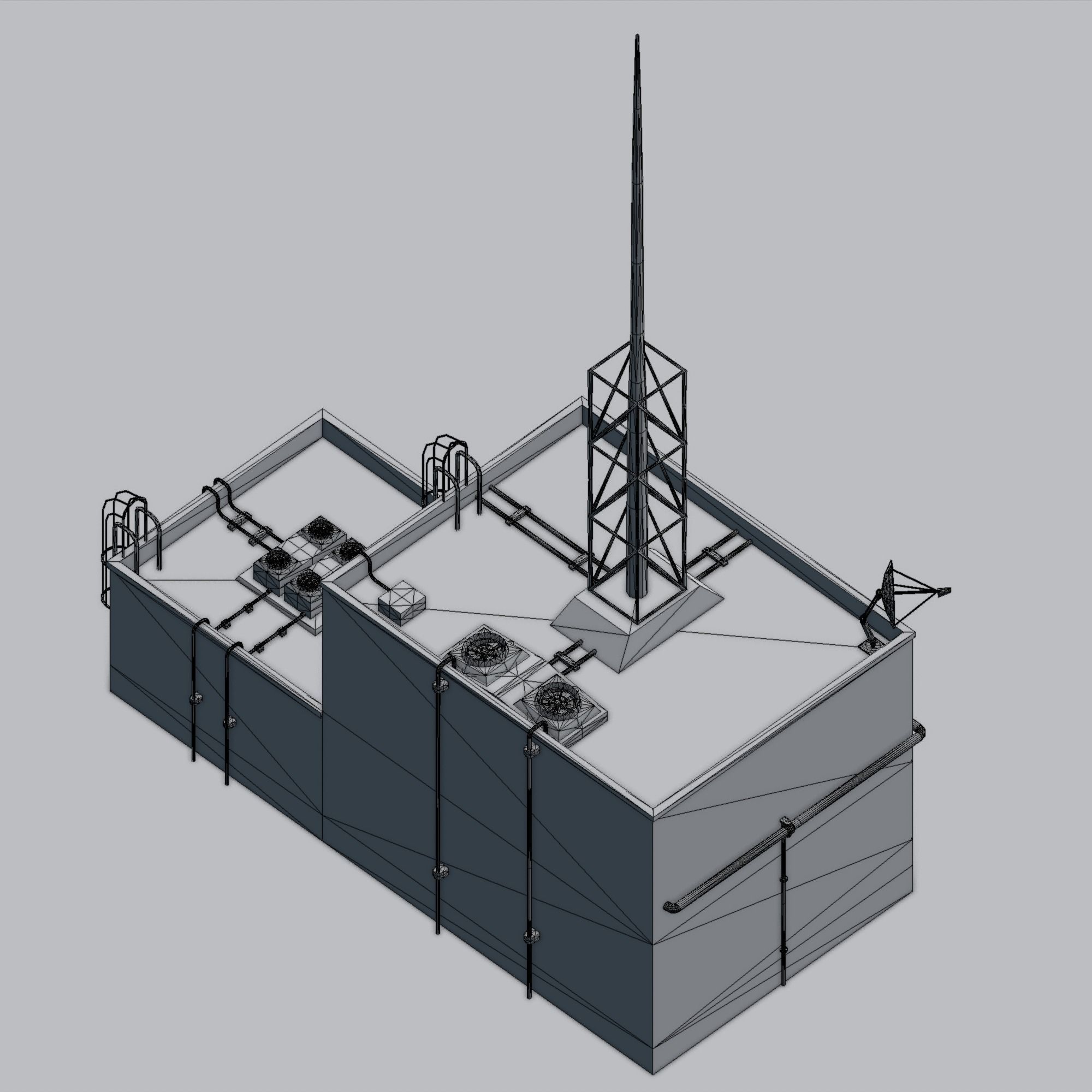 Futuristic Building  Low-poly 3D model_5