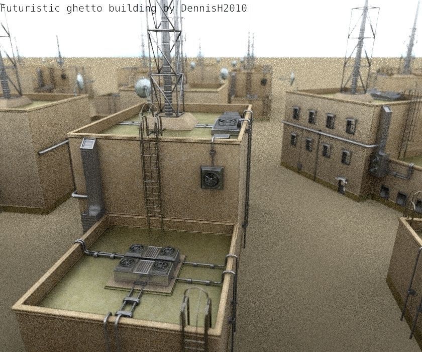 Futuristic Building  Low-poly 3D model_14