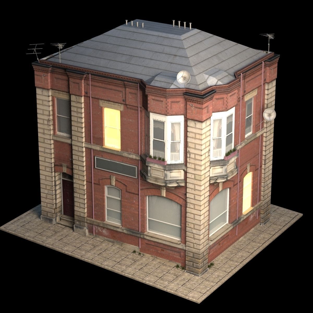 Apartment House Low Poly 3d Model 152 Low-poly 3D model_7
