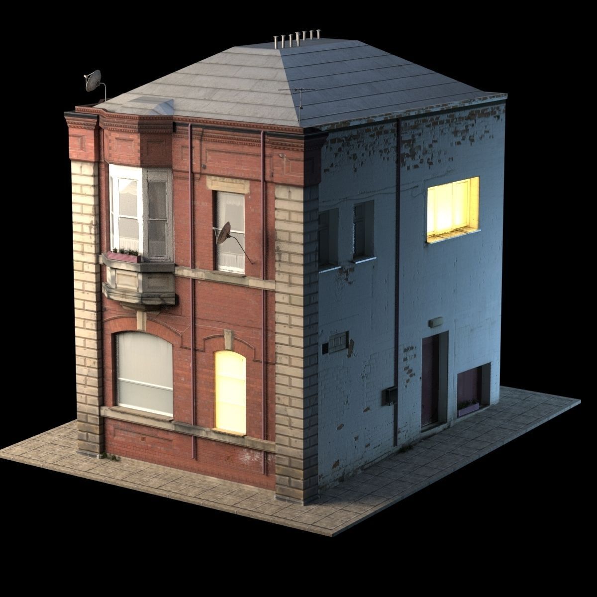 Apartment House Low Poly 3d Model 152 Low-poly 3D model_11
