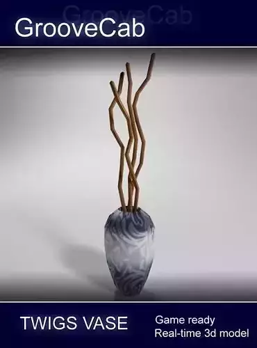 Twigs in Vase Low Poly