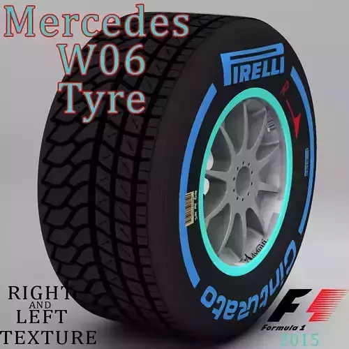 W06 Wet front tyre Low-poly 3D model