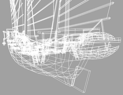 Chinese Junk Ship Low-poly 3D model_14