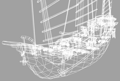 Chinese Junk Ship Low-poly 3D model_13