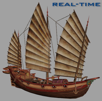 Chinese Junk Ship Low-poly 3D model_7