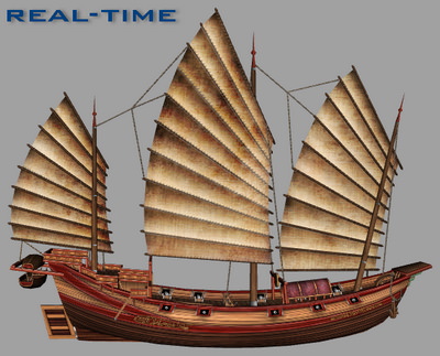 Chinese Junk Ship Low-poly 3D model_5