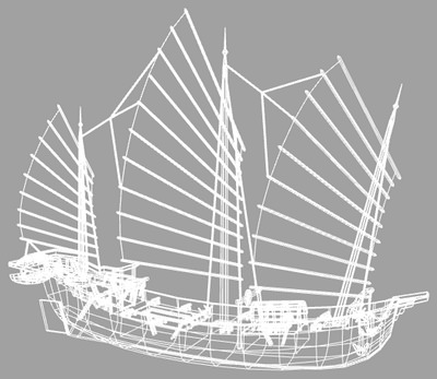 Chinese Junk Ship Low-poly 3D model_15