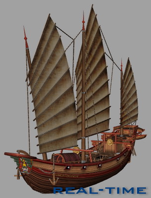Chinese Junk Ship Low-poly 3D model_12