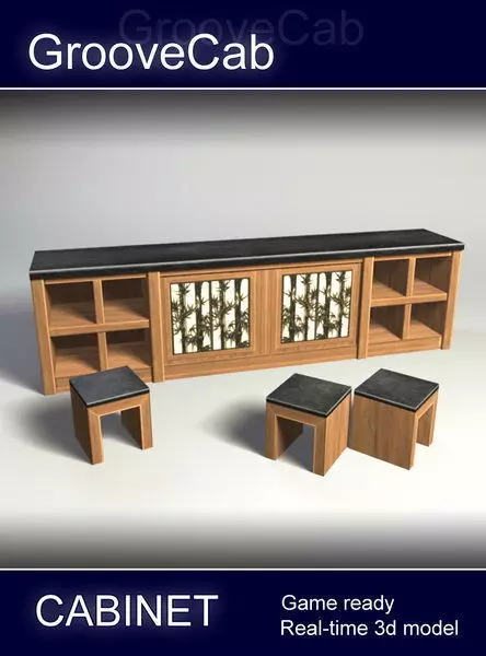 Storage Cabinet  low poly 3D model_0