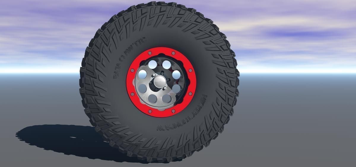Micky Thompson Baja Claw TTC tire and bead lock wheel  Low-poly 3D model_1