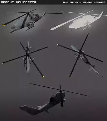 Apache Helicopter lowpoly Low-poly 3D model