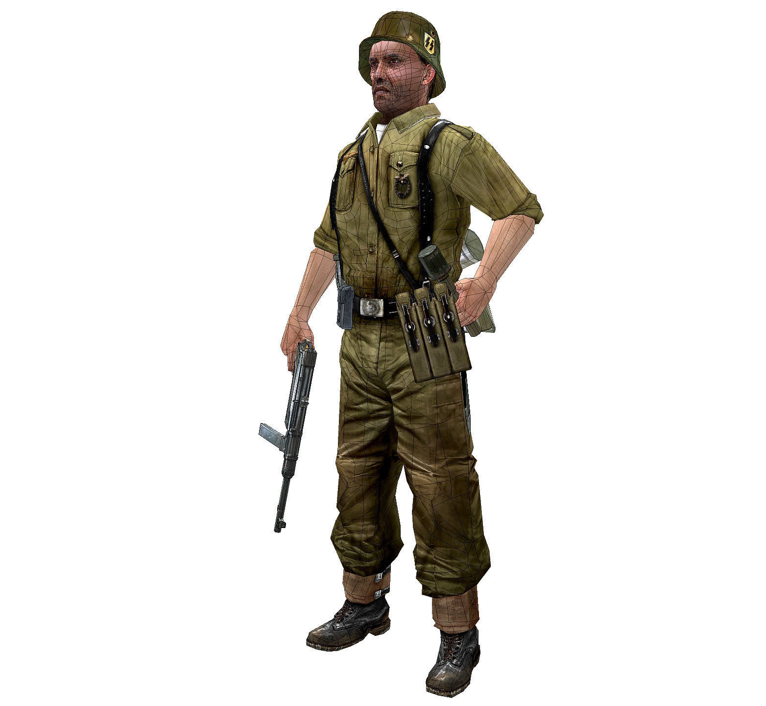 WWII German Soldier Low-poly 3D model_11