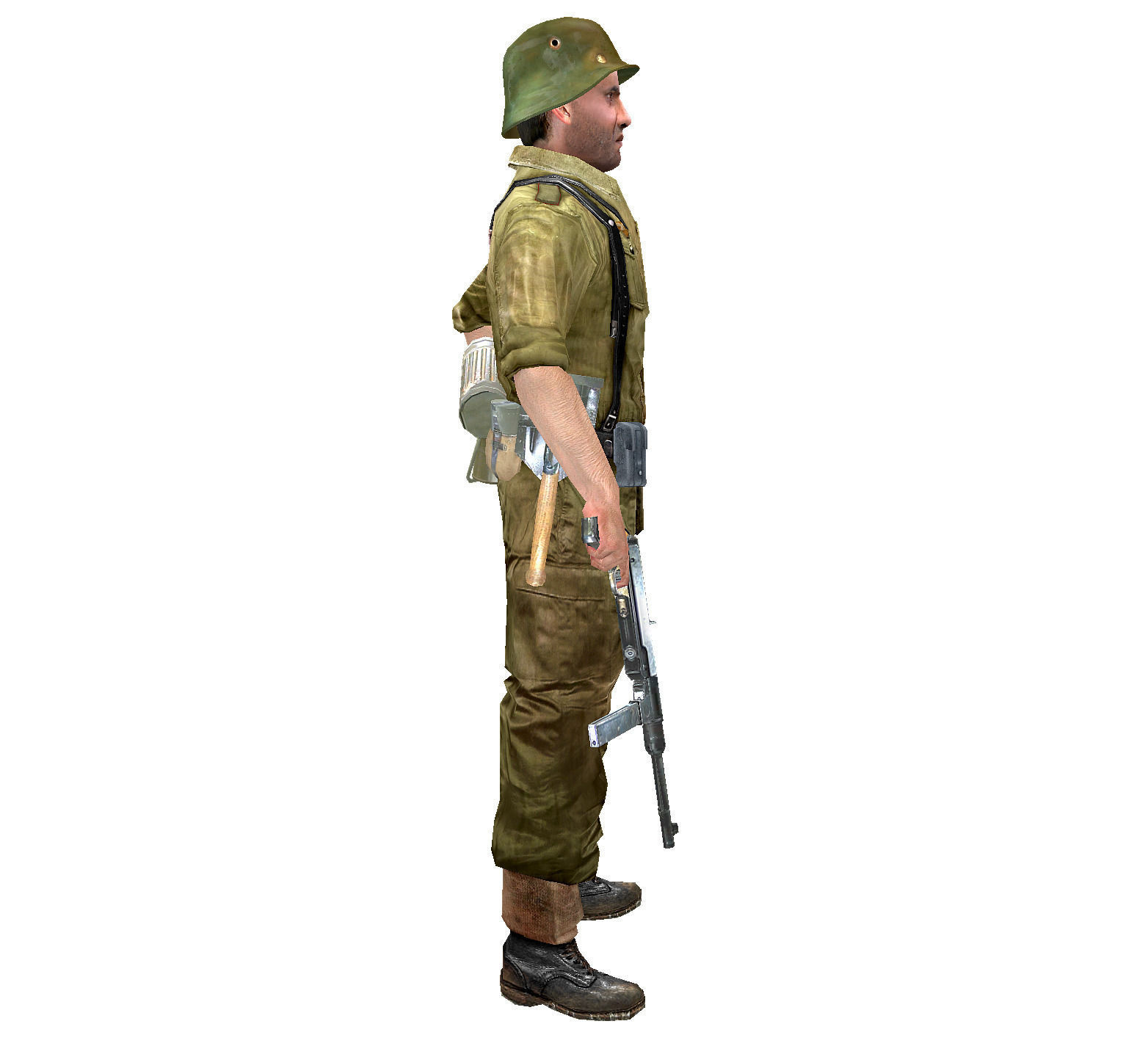 WWII German Soldier Low-poly 3D model_3