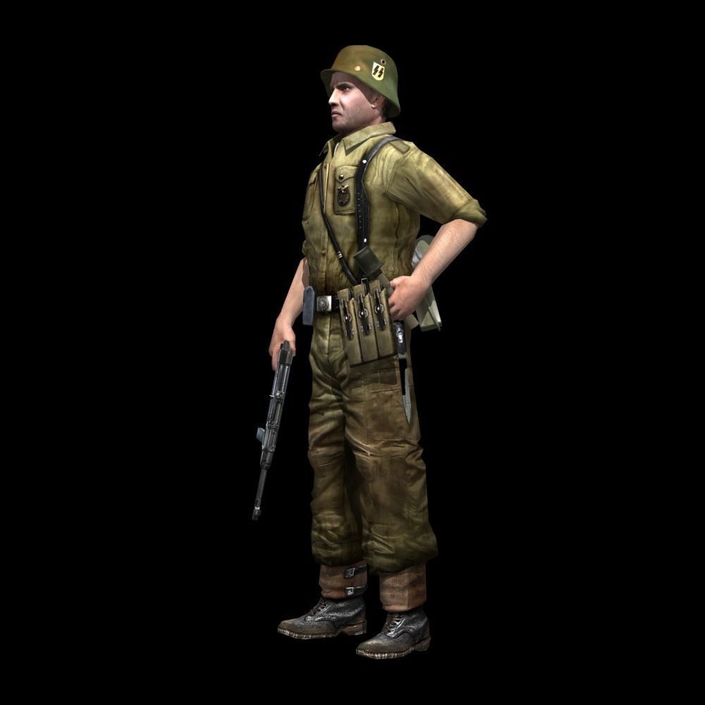 WWII German Soldier Low-poly 3D model_5