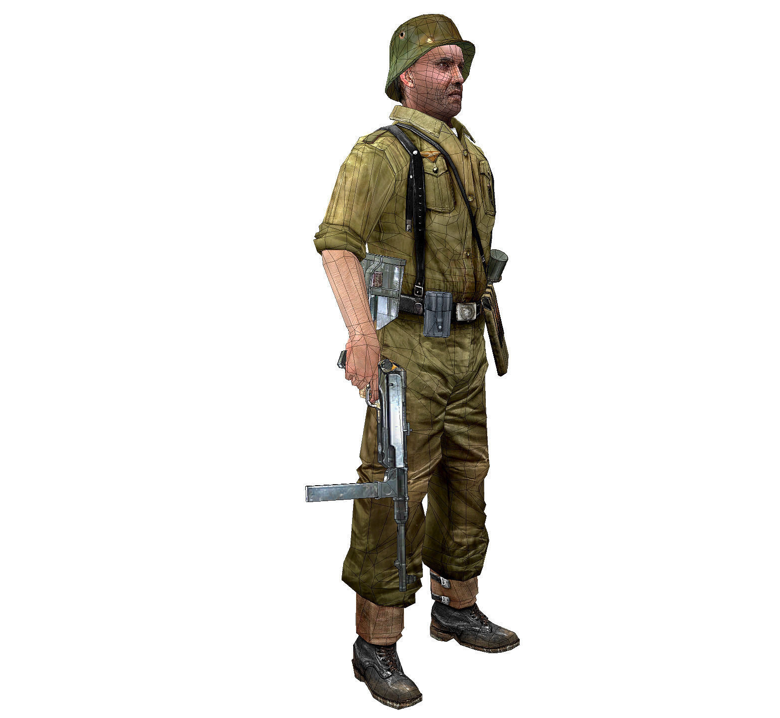 WWII German Soldier Low-poly 3D model_12