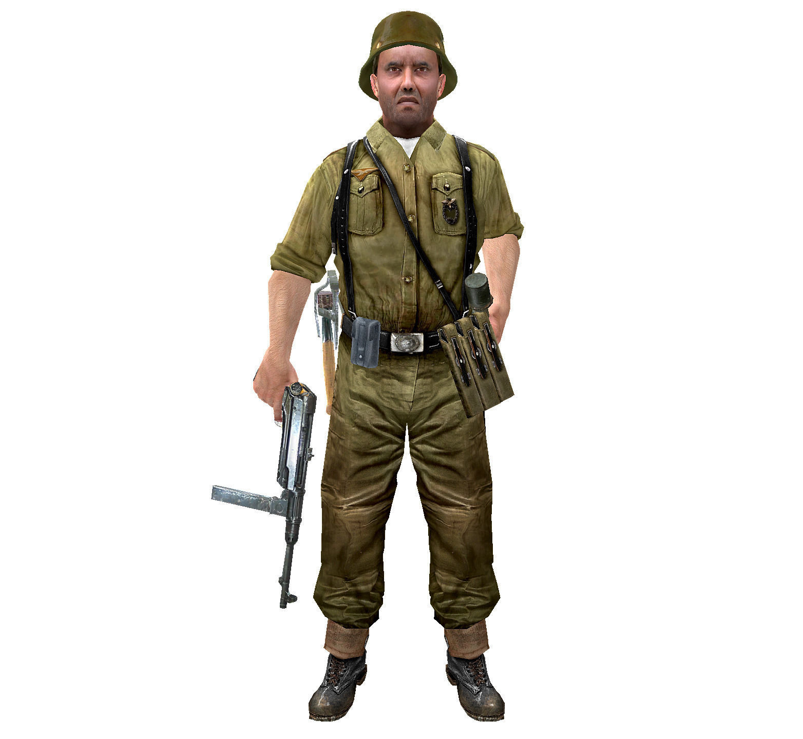 WWII German Soldier Low-poly 3D model_0