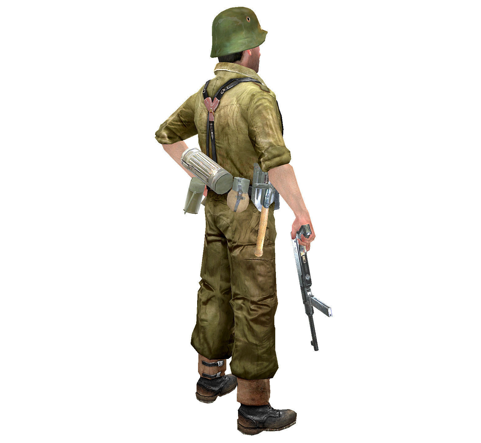WWII German Soldier Low-poly 3D model_6