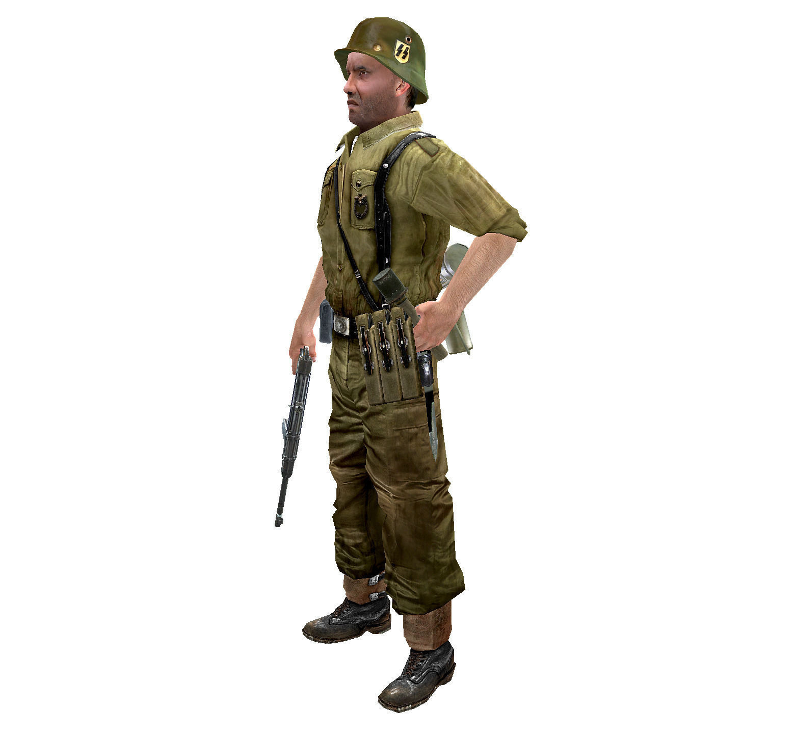 WWII German Soldier Low-poly 3D model_10