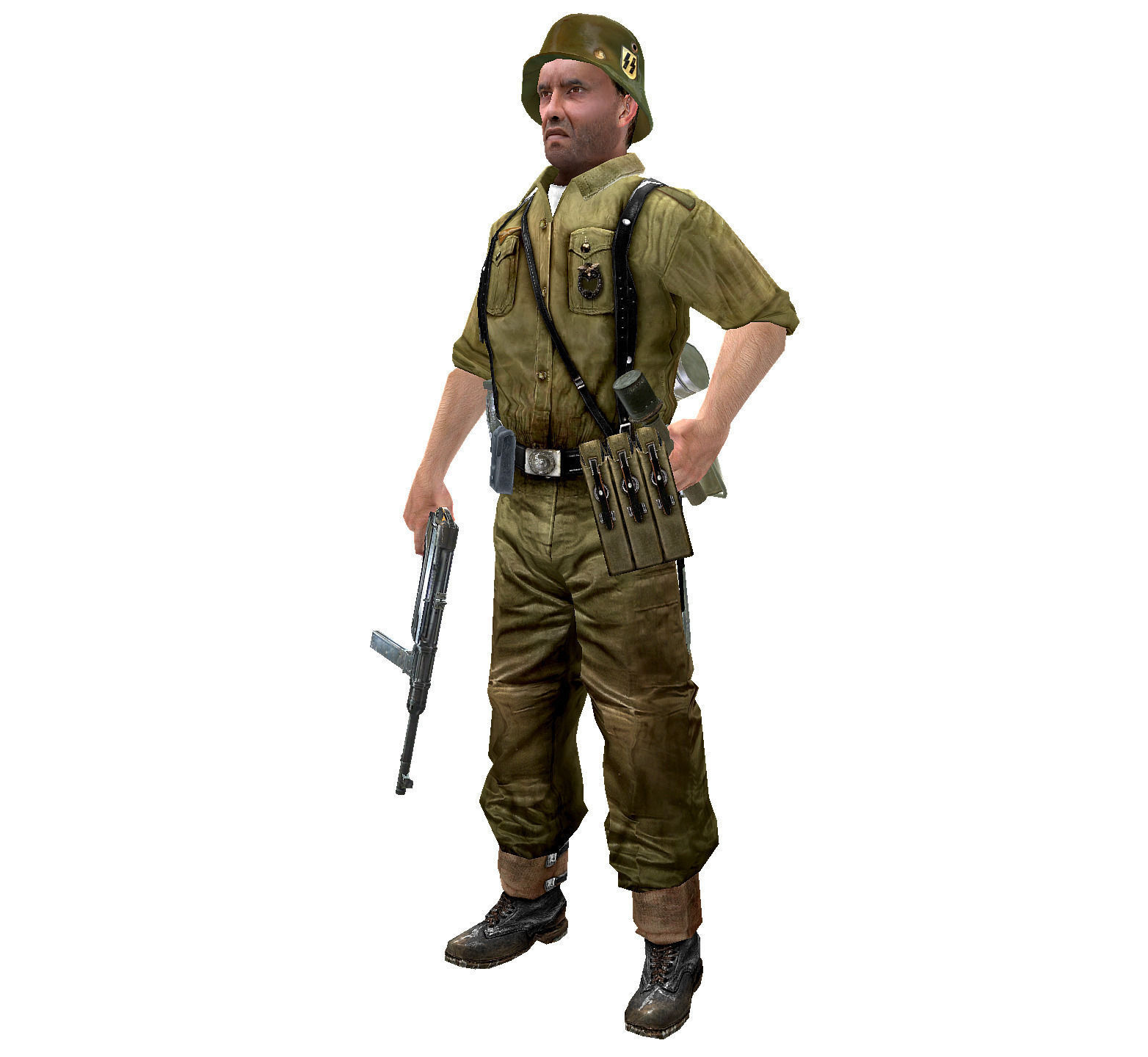 WWII German Soldier Low-poly 3D model_1