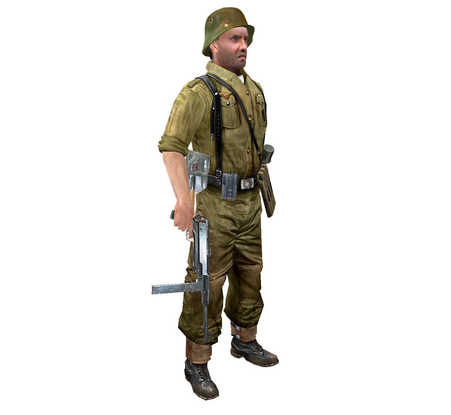WWII German Soldier Low-poly 3D model_2